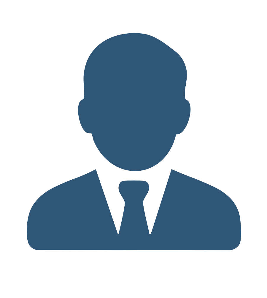 Icon of person from shoulders up wearing a suit and tie.